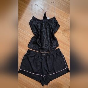 Victoria's Secret 2pc Black Tank & Shorts Pajama Set Size L/XL